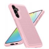 FNTCASE for Samsung Galaxy S24 Case: Dual Layer Heavy Duty Cell Phone Protective Cover Shockproof Rugged with Non-Slip Textured - Military Drop Protection Bumper Tough - 2024, 6.2inch Sakura Pink