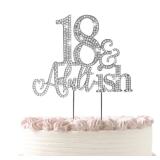 18th Birthday Cake Topper Glitter Cheers to 18 Years Cake Topper and Adultish for 18th Birthday Party Decoration Silver