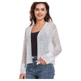 Womens Bolero Shrugs for Evening Dresses Elegant Cropped Shrug Long Sleeve Cardigan Lightweight Knit Cover Up (Cream,XL)