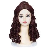 Wiggy Mermaid Brown Princess Wig with Bun Long Curly Wig + Cap for Halloween Costume Cosplay