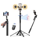 Auto Face Tracking Selfie Stick Tripod for iPhone with Light 70.9 Phone Camera Tripod Stand 360 Rotation Follows Your Movement with Remote for Content Creator Vlog Live Stream Video Record