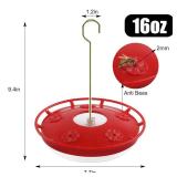 FEED GARDEN 2 Pack 16 OZ Hummingbird Feeders for Outdoor 5 Feeder Ports Ant Bee Proof Leak-Proof Cleaning Brushes Nectar Easy Clean Fill Bird Feeder for Garden Red Decor for Mom