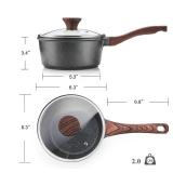 SENSARTE Nonstick Saucepan with Lid, 1.5 Quarts Small Pot with Swiss Granite Coating, Stay-cool Handle, Multipurpose Handy Sauce Pot Small Kitchen Cooking Pot, Induction Comptable, PFOA Free