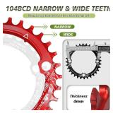 BUCKLOS MTB Mountain Bike Single Speed Square Taper Crankset -170mm Cranksets Bicycle Crank Set with 104BCD 32/34/36/38/40/42T Round/Oval Chainring Fit for Ebike/Commuter Bike
