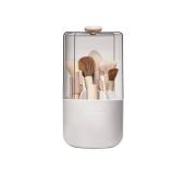 EACHY Makeup Brush Holder 360° Rotating with Dustproof Lid, Waterproof Material, 7 Compartments for Organized Storage, Stylish and Durable Design for Vanity (White)