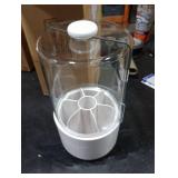 EACHY Makeup Brush Holder 360° Rotating with Dustproof Lid, Waterproof Material, 7 Compartments for Organized Storage, Stylish and Durable Design for Vanity (White)