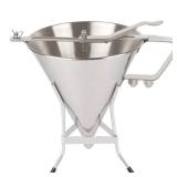 Confectionery Funnel Stainless Steel with Stand and 3 Nozzles, Commercial Grade Cake Decorating Tool Bakery Use, Precise Dispensing and Filling