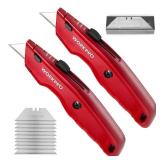 WORKPRO Premium Utility Knife, Retractable All Metal Heavy Duty Box Cutter, Quick Change Blade Razor Knife, with 10 Extra Blades