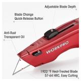 WORKPRO Premium Utility Knife, Retractable All Metal Heavy Duty Box Cutter, Quick Change Blade Razor Knife, with 10 Extra Blades