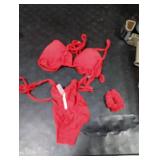 MOSHENGQI Women Sexy Brazilian Bikini 2 Piece Spaghetti Strap Top Thong Swimsuit Bathing Suit(L(US Size 6-8),0Red)