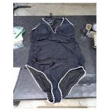 ZAFUL Black Tankini Tops for Women V Neck Push Up Swim Top Color Block Tummy Control High Waisted Swim Bottom Cheeky Bathing Suits for Women (Black L)