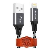AGVEE 3 Pack 1.5ft for iPhone Charging Cable, Reinforced End Tip, Braided Fast OEM USB Charger Wire Data Cord for iPhone 11 10 8 7 6S 6, iPad iPod iOS Case Friendly, Gray