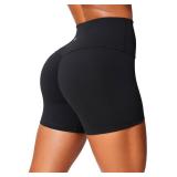 CRZ YOGA Secretsculpt Butterlift Biker Shorts 4 - No Front Seam High Waisted Womens Workout Gym Booty Scrunch Butt Black Medium