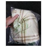 EVERGRACE Plaid Chenille Throw Blanket for Couch, Super Soft Cozy Decorative Windowpane Grid Plaid Throw with Tassels, Lightweight Chenille Knit Throw for Bed Sofa Gift, Cream & Beige 50x60