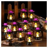ROCEEI 12 Pieces Cowboy Hats Mini Lantern Western Cowgirl Small Lantern Decoration Retro Tiny Lamp with LED Candle Hanging Table Centerpieces Decor for Wedding Birthday Party Favor (Pink)