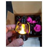 ROCEEI 12 Pieces Cowboy Hats Mini Lantern Western Cowgirl Small Lantern Decoration Retro Tiny Lamp with LED Candle Hanging Table Centerpieces Decor for Wedding Birthday Party Favor (Pink)