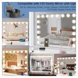 12V 2A Power Adapter for Vanity Mirror with Lights Compatible with Hansong, Fenair, Leishe, Hasipu, COOLJEEN, FENNIO Vanity Mirror Power Cord Adapter