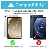 EAMPANG Case with Keyboard for Samsung Galaxy Tab A9 Plus 11 inch (SM-X210/X215/X216/X218),7 Color Rainbow Backlight Detachable USB-C Keyboard Magnetic Case with Pen Slot for Tablet A9+ 5G Black