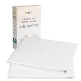California Design Den Standard Queen Size Pillowcases - 100% Cotton, Set of 2 Soft & Cooling Sateen Weave Cases, Fits Queen and Standard Size Pillows - Bright White