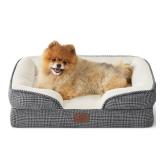Bedsure Orthopedic Dog Beds for Small Dogs - Washable Small Dog Cat Bed Waterproof, Comfort Pet Couch Sofa with Washable Removable Cover, Pets Bed with Nonskid Bottom, Argyle Black-Checks, 24