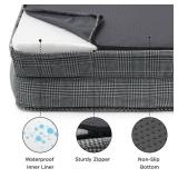 Bedsure Orthopedic Dog Beds for Small Dogs - Washable Small Dog Cat Bed Waterproof, Comfort Pet Couch Sofa with Washable Removable Cover, Pets Bed with Nonskid Bottom, Argyle Black-Checks, 24