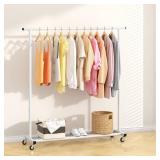 Buzowruil Metal Rolling Clothing Rack Adjustable Freestanding Garment Organizer with Wheels, Space-Saving Design for Home, Closet, Office, or Retail, White