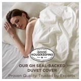 Bedsure 100% Washed Cotton Duvet Cover King Size - Ivory Minimalist Cotton Duvet Cover Linen Like for All Seasons - GentleSoft Plain Simple Bedding, 3 Pieces (Ivory, King, 104x90)