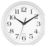 Bernhard Products White Wall Clock Silent Non Ticking 10 Inch Quality Quartz Battery Operated Round Easy to Read Home/Kitchen/Office/Classroom/School Clocks