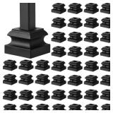 Iron Baluster Shoes Stair Flat Shoe with Screw for 1/2 Inch Square Scroll Basket Twist Knuckle Staircase Balusters Metal Spindle Railing, Satin Black (48 Pcs)
