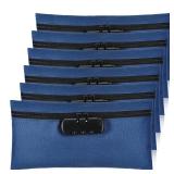 LEIFIDE 6 Pcs Money Bag with Lock and Zipper 11 x 5.5 Inches Lockable Storage Bag Cash Accessories Pouch for Storing Coins Checks Documents(Navy Blue)