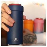 JIVILILM Stainless Steel Insulated Cooler for 12oz Slim Cans | Skinny Can Drinks Holder for Hard Seltzer, Beer, Soda, and Energy Drinks (Navy Blue)