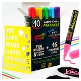Vaci 10 Multicolored Liquid Chalk Markers | Erasable, Non-Toxic, Water-Based Pens | 6 mm Reversible Tips - Bullet & Chisel | On Chalkboards, Windows, Glass, Mirrors, Blackboards & More | Adults