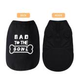 Discover Cozy Cotton Canine Wear: Soft, Lightweight, and Breathable Dog Shirt Vest with Eye-Catching Graphics(Bad to The Bone), Keeping Your Furry Friend Warm and Comfy! Black XS