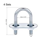 uxcell Round U-Bolts 4 Sets 0.79(20mm) Inner Width 50mm Length Steel M6 with Nut, Plate, Washer