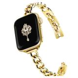 Newlibery Slim Gold Band for Women Feminine Elegant Compatible with Apple Watch 38mm 40mm 41mm 42mm (S10/11) Adjustable Metal Strap Dressy Chain Bracelet for iWatch Series 11/10/9/8/7/6/5/4/SE/3/2/1