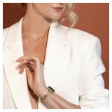 Newlibery Slim Gold Band for Women Feminine Elegant Compatible with Apple Watch 38mm 40mm 41mm 42mm (S10/11) Adjustable Metal Strap Dressy Chain Bracelet for iWatch Series 11/10/9/8/7/6/5/4/SE/3/2/1