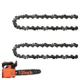 2 Pack Chainsaw Chains 12 Inch Bar Length, 3/8 LP Pitch, .050 Gauge, 45 Drive Links, 12 Replacement Chain Low-Kickback Fit for Craftsman, Greenworks, Poulan, Ryobi (Chain Length 16.73)