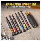 Klein Tools 716PNDHC 7/16-Inch Magnetic Color-Coded Power Nut Driver, SAE, Impact-Rated Hollow Nut Driver with 5-Inch Extended Reach Shaft