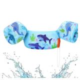 HeySplash Swim Vest for Kids, Toddler Pool Floaties Fit 22-44 Lbs, Children Swimming Vest with Adjustable Strap, Swim Jacket Water Wings Arm, Puddle Sea Beach Boat Jumper Boy Girl Age 1-6, Blue Shark