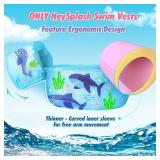 HeySplash Swim Vest for Kids, Toddler Pool Floaties Fit 22-44 Lbs, Children Swimming Vest with Adjustable Strap, Swim Jacket Water Wings Arm, Puddle Sea Beach Boat Jumper Boy Girl Age 1-6, Blue Shark