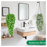 Der Rose 2Pcs Fake Plants Artificial Hanging Faux Potted Ivy Vines Wall Plants Indoor for Home Room Bookshelf Outdoor Decor
