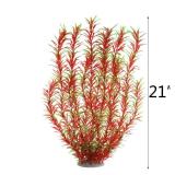 Aquarium Plastic Plants Large, Artificial Plastic Long Fish Tank Plants Decoration Ornaments Safe for All Fish 21 Inches Tall (J07 Wine&Green)