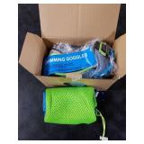 RUIGAO 2PK Kids Goggles Age 6-14, Diving Mask Elastic No TangleStrap, Swimming Goggles with Nose Cover