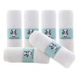 HIPHOP PANDA Baby Washcloths, Rayon Made from Bamboo - 2 Layer Ultra Soft Absorbent Newborn Bath Face Towel - Reusable Baby Wipes for Delicate Skin - White, 6 Pack