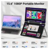 ELECROW Laptop Screen Extender 15.6 1080P Dual Portable Monitor, USB C HD 360° Rotation Foldable Travel Extended Computer Display with Stand for Laptop PC Windows Mac, VESA Mountable (Plug & Play