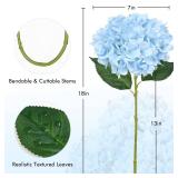 BLEUM CADE 8 Pcs Blue Hydrangea Artificial Flowers with Realistic Stems, 18In Large Fake Blue Flowers, Faux Flower for Home Party Decor Outdoor Wedding Bouquets Table Centerpieces Decoration