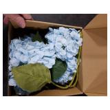 BLEUM CADE 8 Pcs Blue Hydrangea Artificial Flowers with Realistic Stems, 18In Large Fake Blue Flowers, Faux Flower for Home Party Decor Outdoor Wedding Bouquets Table Centerpieces Decoration