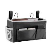 YOUDENOVA Bedside Caddy with 5 Pocket, Bedside Storage Organizer for College, Dorm Bed, Bunk Bed, Black
