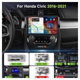 8Core 4GB+64GB for Honda Civic 2016-2020 Car Radio Stereo with Wireless Carplay,5.0 Bluetooth,DSP 46EQ,Android Auto,9inch IPS Touch Screen,Android 13,AHD Backup Camera,59UIs,GPS,FM/RDS