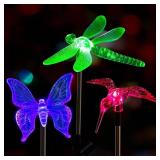 SOLPEX Solar Garden Lights, 3 Pack Solar Butterfly Lights Yard Decorations, Multi-Color Changing LED Bird Light Stakes, Yard Light for Garden, Patio & Lawn